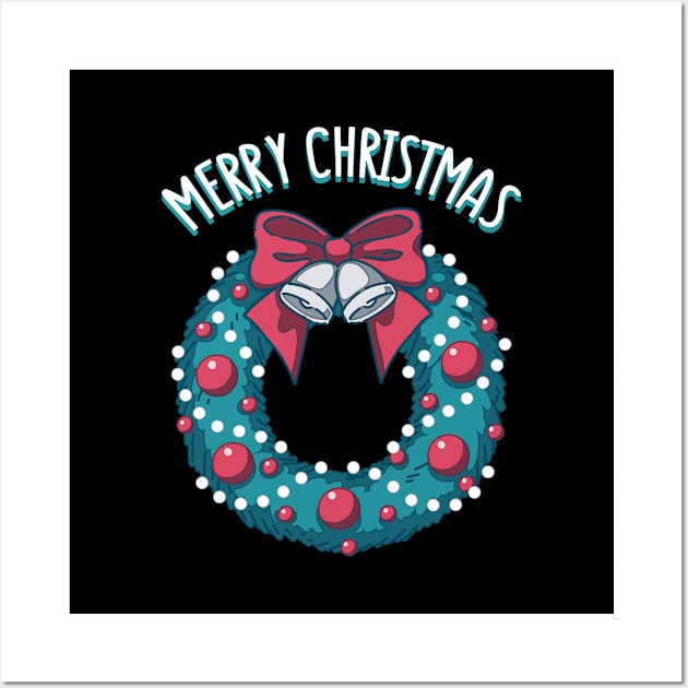 Merry Christmas (on black background) Wall Art by AnGo